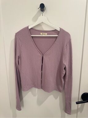 Madewell Mauve Ribbed Button Cardigan